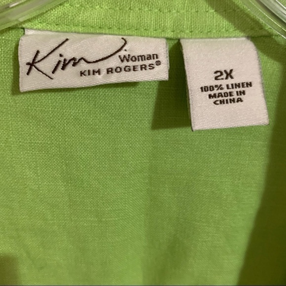 Kim Rogers Button Down Front Pleats Top Blouse Green size 2X - Picture 3 of 6